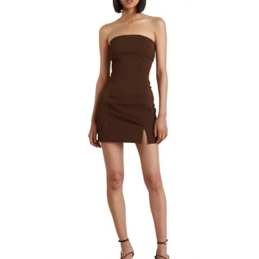 Bec & Bridge Paloma Dress in Chocolate Brown‎ Strapless Mini Dress Small